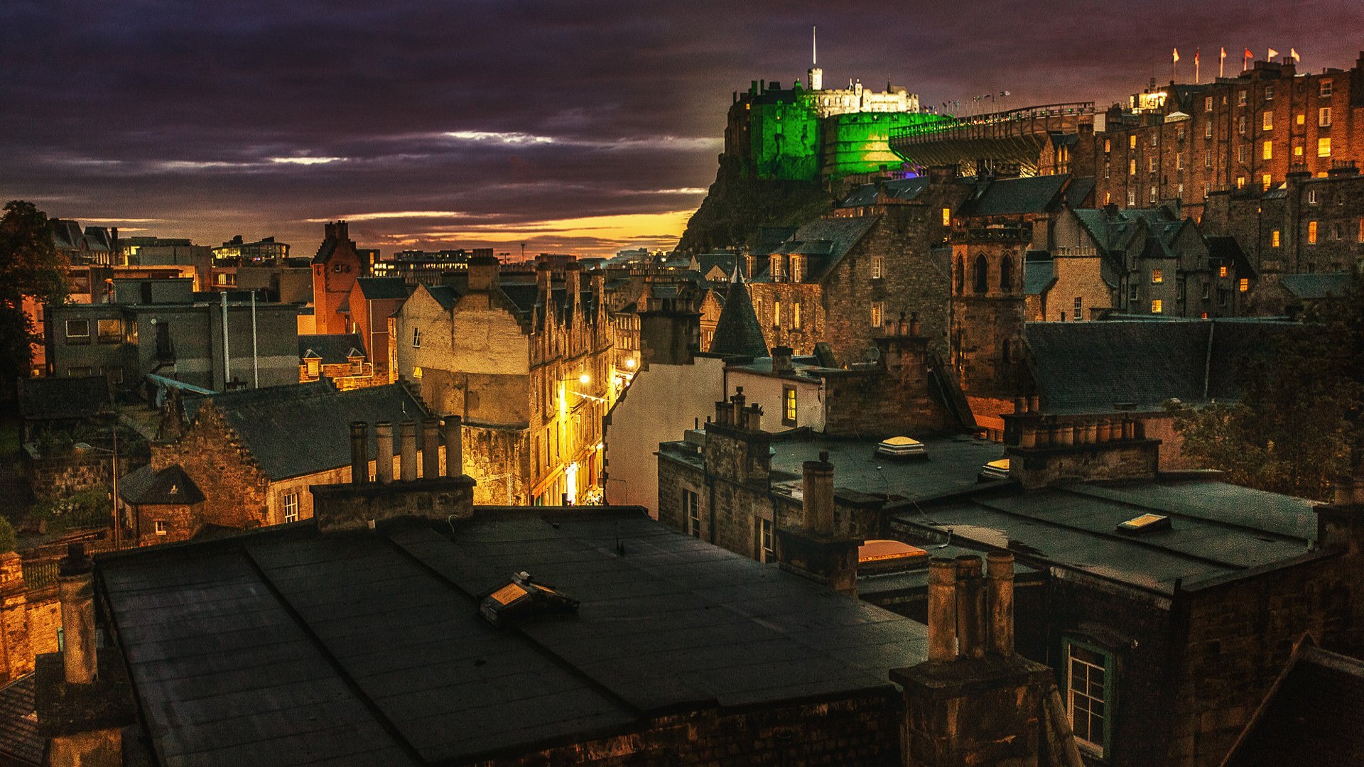 Edinburgh bei Nacht – Burg Edinburgh Castle