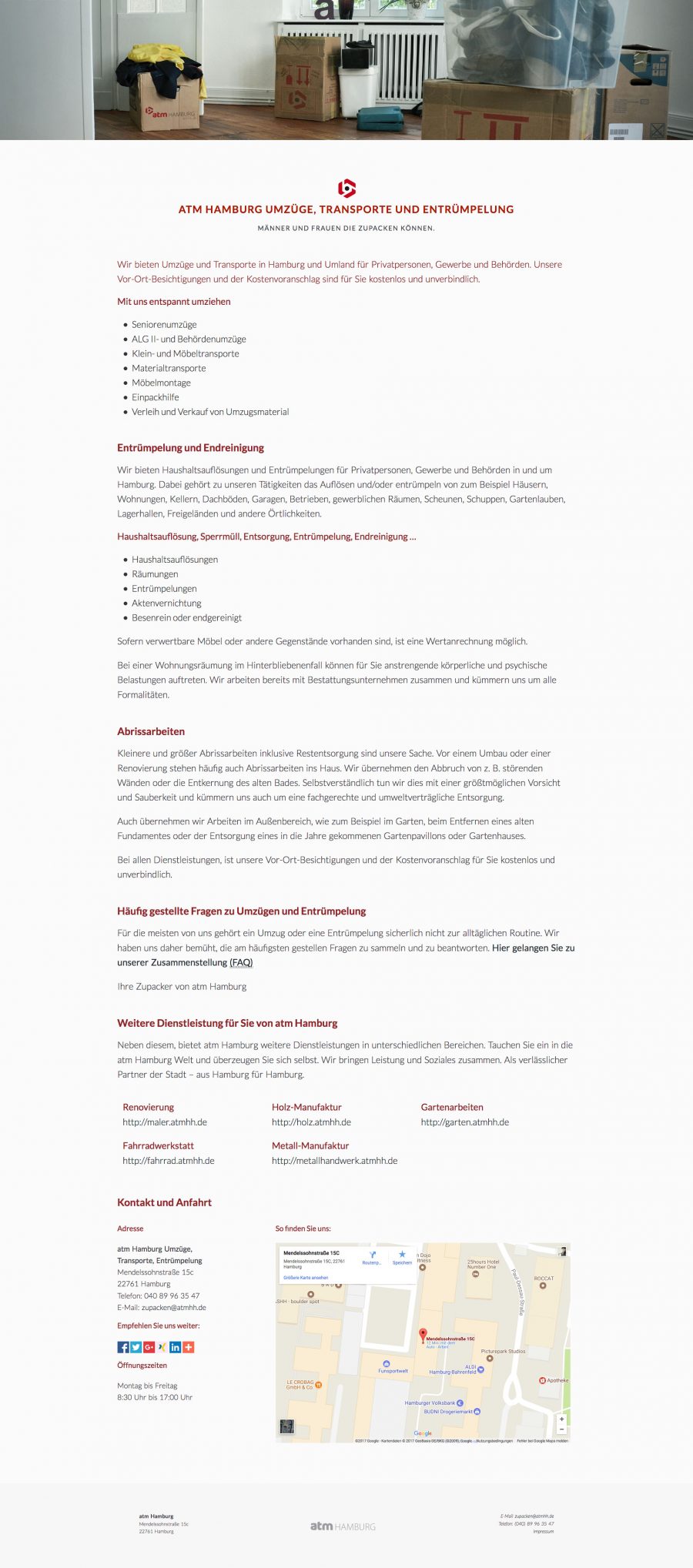 Umzüge, Transporte, Entrümpelung, Abrissarbeiten – atm Hamburg